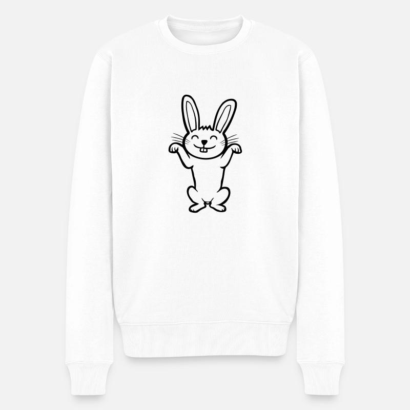 Stehendes glückliches Häschen - Männer Premium Bio Pullover - Weiß