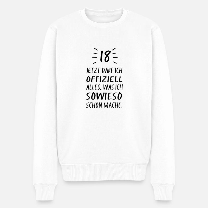 18 Geburtstag - Männer Premium Bio Pullover - Weiß