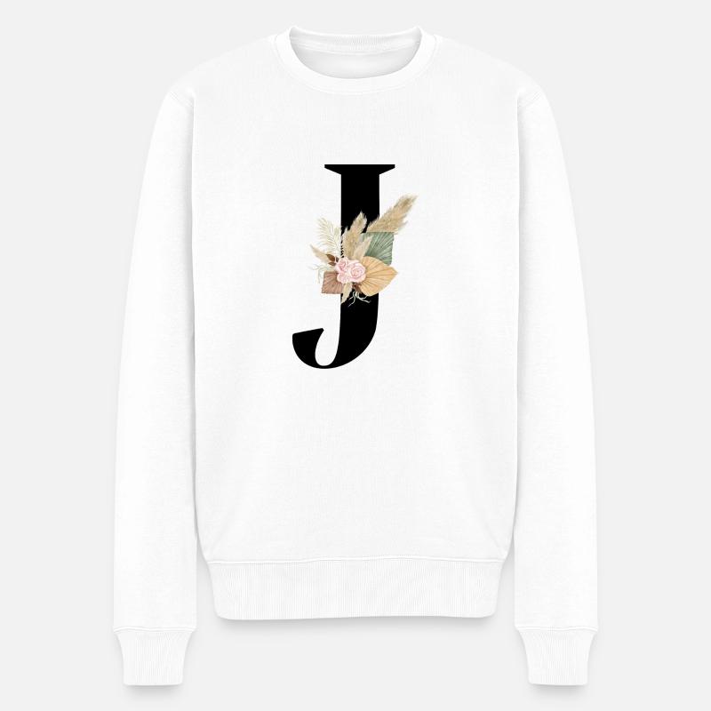 Buchstabe J blühte - Männer Premium Bio Pullover - Weiß
