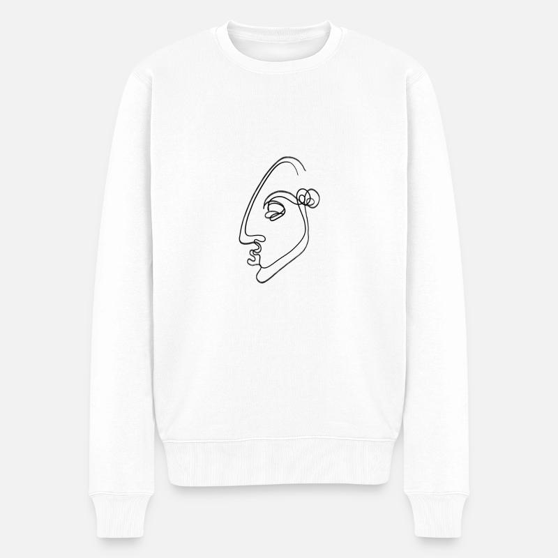 Ligne de visage - Pull Premium bio Homme - blanc