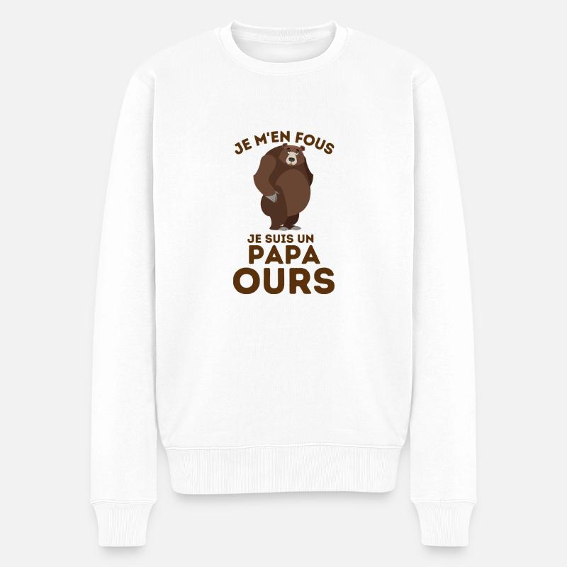 Papa ours - Pull Premium bio Homme - blanc