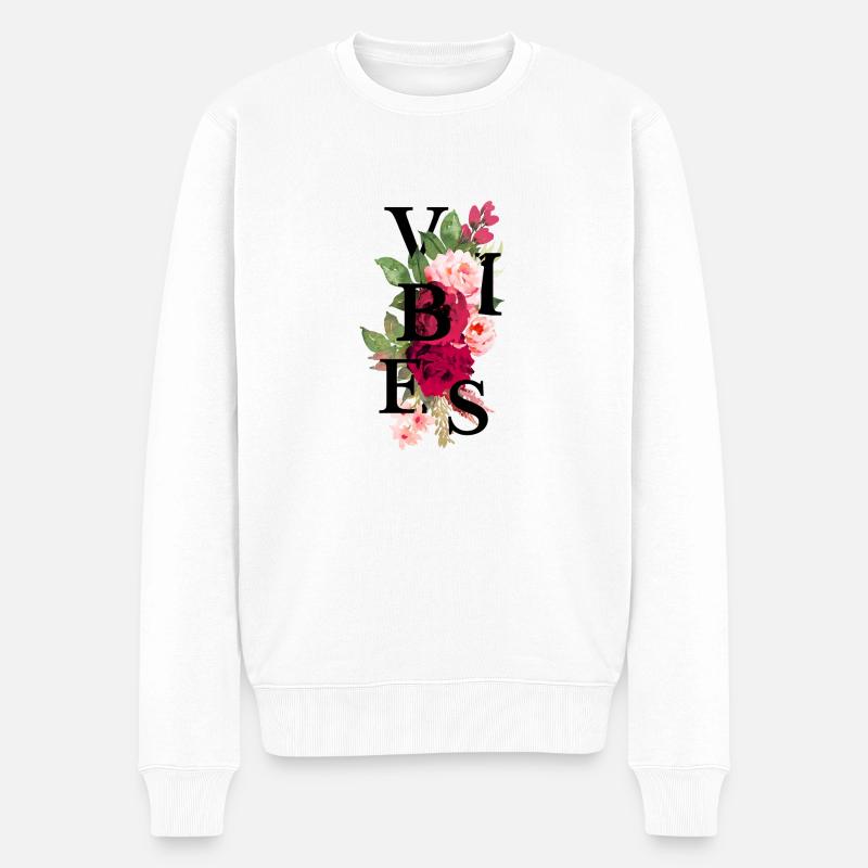 Vibes Blumen - Männer Premium Bio Pullover - Weiß