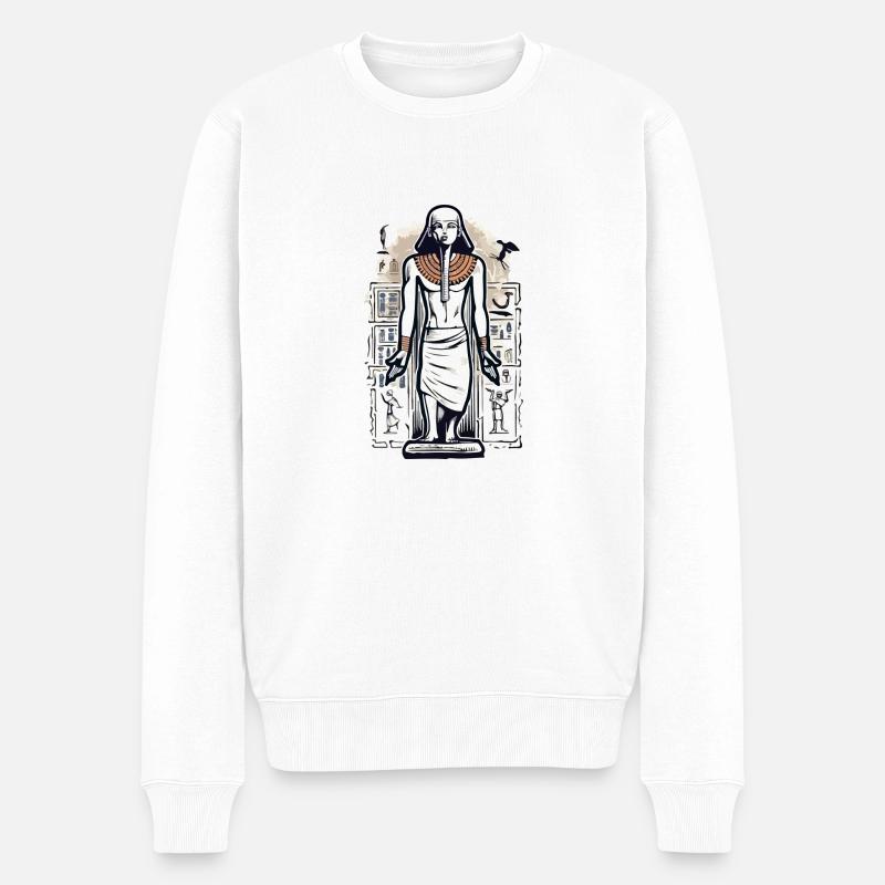 Hieroglyphen-Gottheit - Männer Premium Bio Pullover - Weiß