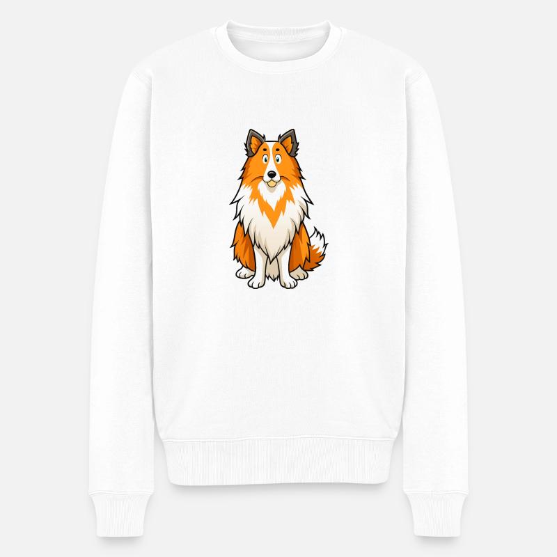 Alerte chien de berger Shetland Art numérique - Pull Premium bio Homme - blanc