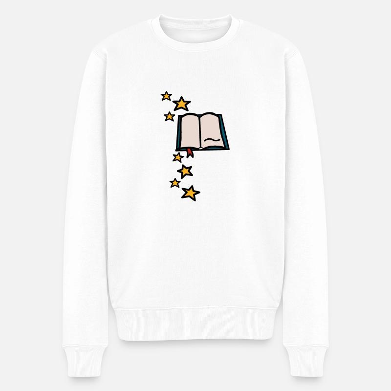 Magisches Buch - Männer Premium Bio Pullover - Weiß