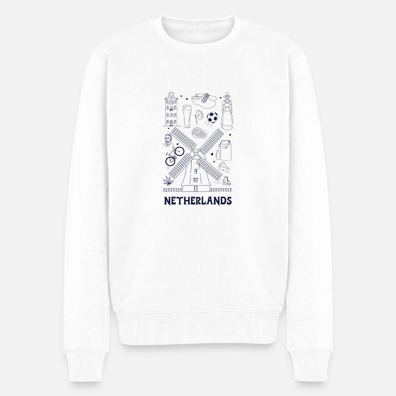Netherlands - Männer Premium Bio Pullover - Weiß