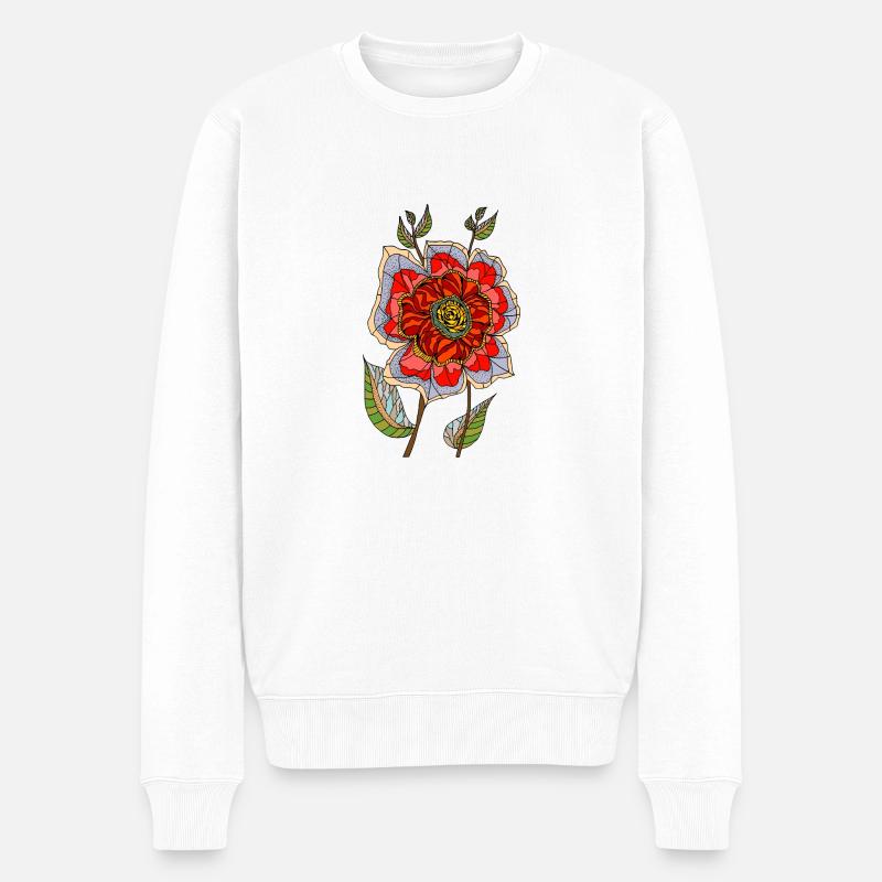 Blume - Männer Premium Bio Pullover - Weiß