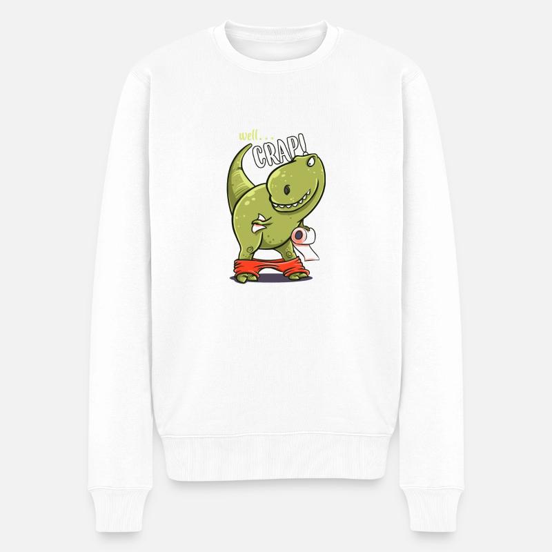 Dinosaurier Toilette lustig T-Rex Geschenk Geburt - Männer Premium Bio Pullover - Weiß
