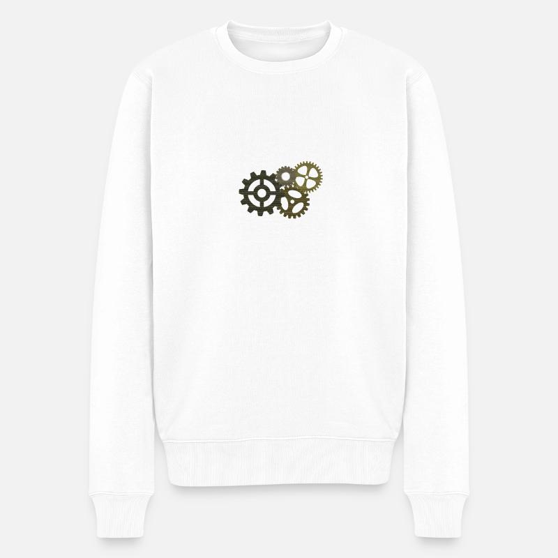 Zahnrad...Getriebe - Männer Premium Bio Pullover - Weiß
