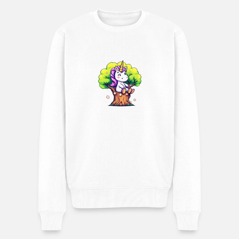 Einhorn - Männer Premium Bio Pullover - Weiß