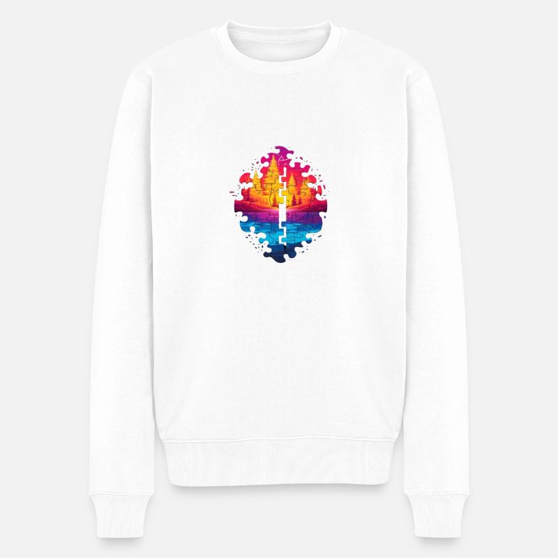 beau paysage de puzzle - Pull Premium bio Homme - blanc