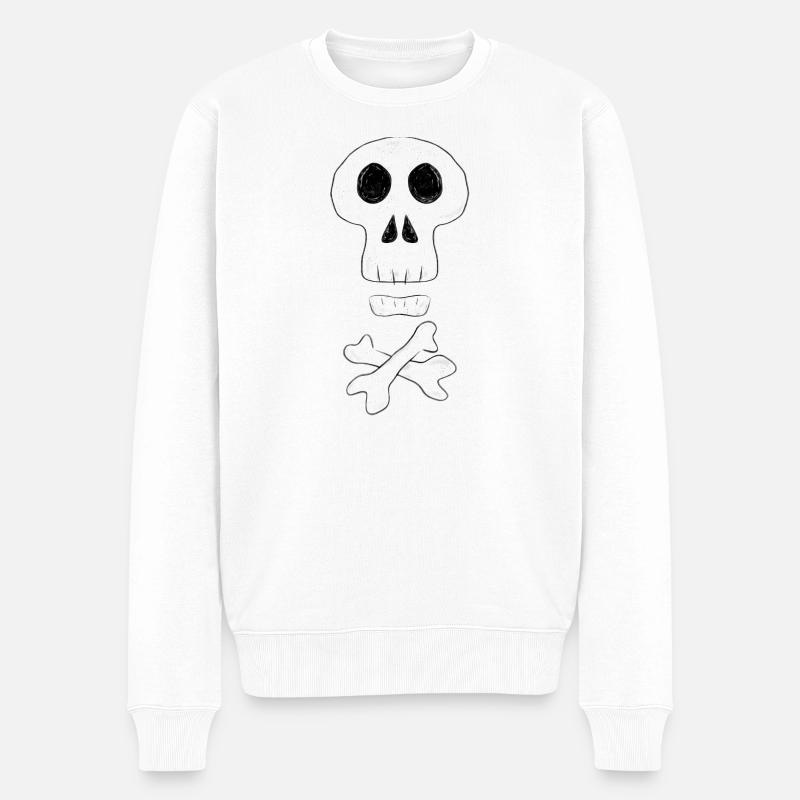 Herr Skull - Männer Premium Bio Pullover - Weiß