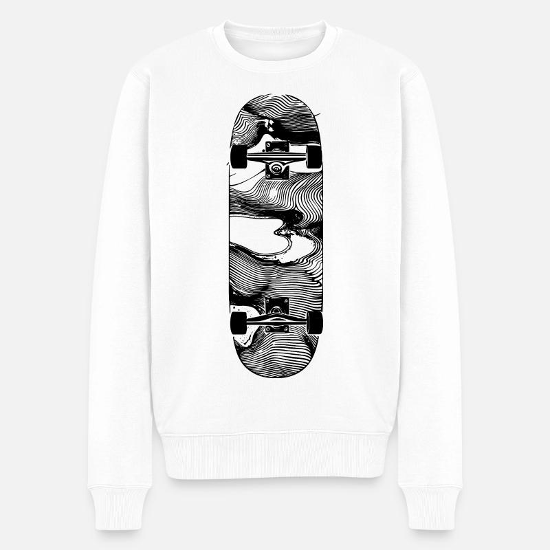 Skateboard Linienskizze - Männer Premium Bio Pullover - Weiß