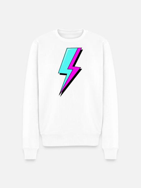 Psychedelic Neon Lightning - Men's Premium Organic Jumper - white