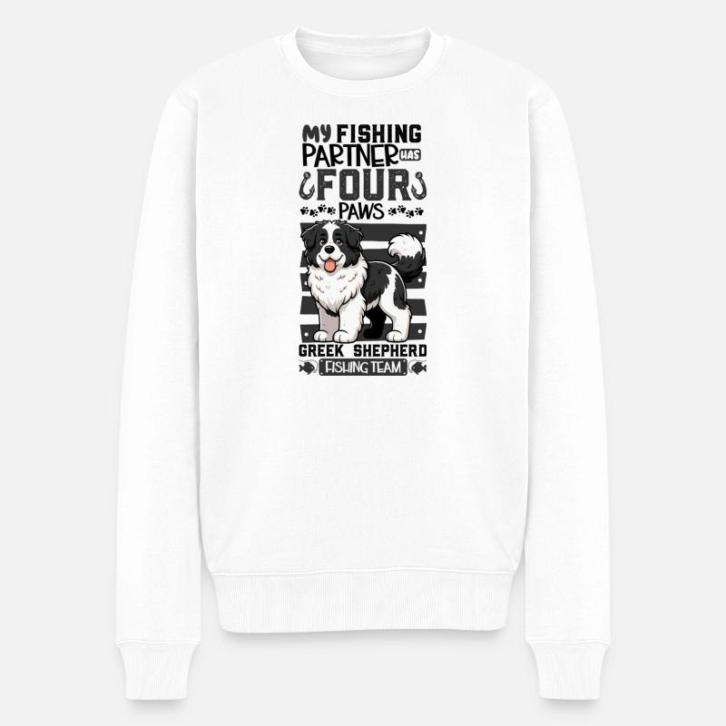 Angeln und Griechischer Schäferhund - Männer Premium Bio Pullover - Weiß