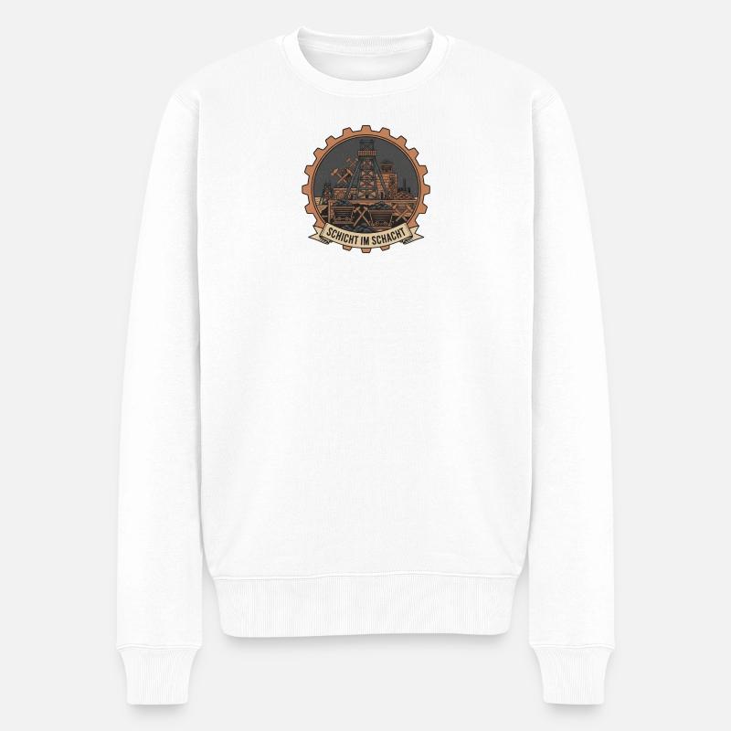Schicht im Schacht Minenbadge - Männer Premium Bio Pullover - Weiß