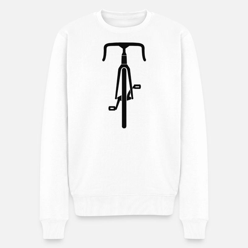 Rennrad Silhouette Frontansicht schwarz - Männer Premium Bio Pullover - Weiß