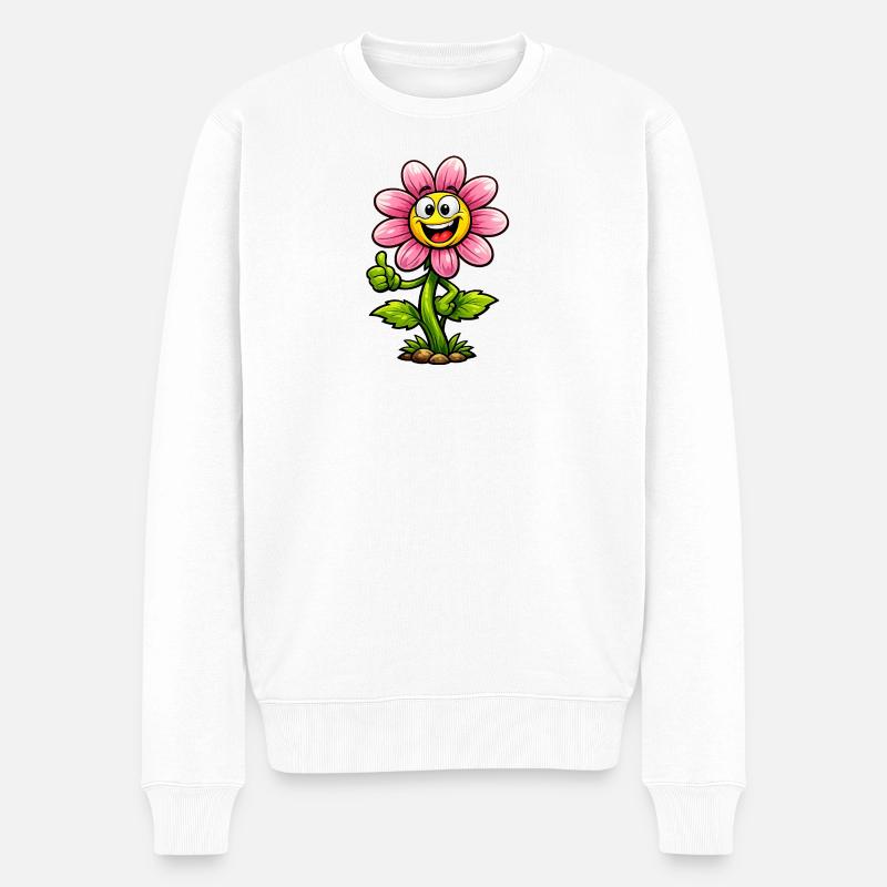 Funny Flower - Männer Premium Bio Pullover - Weiß