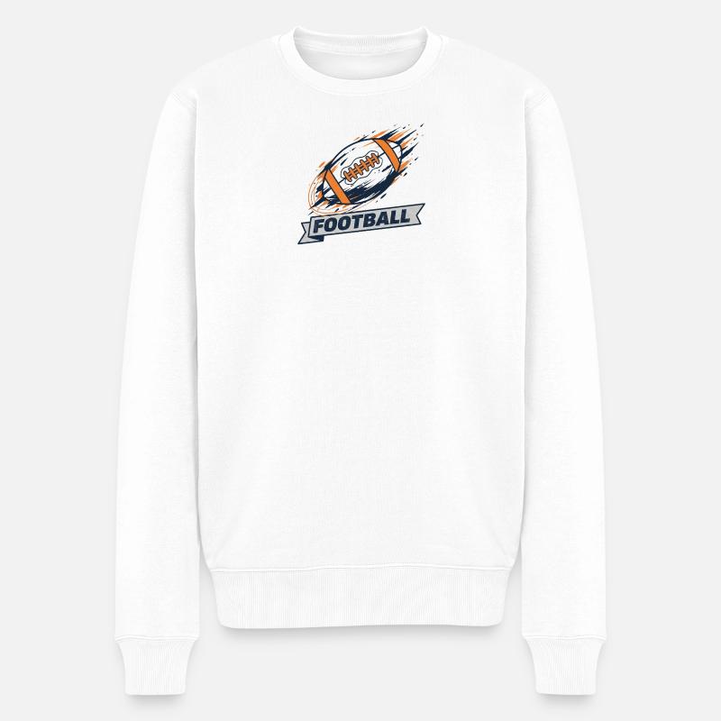 Dynamischer Football Wirbel-Logo - Männer Premium Bio Pullover - Weiß