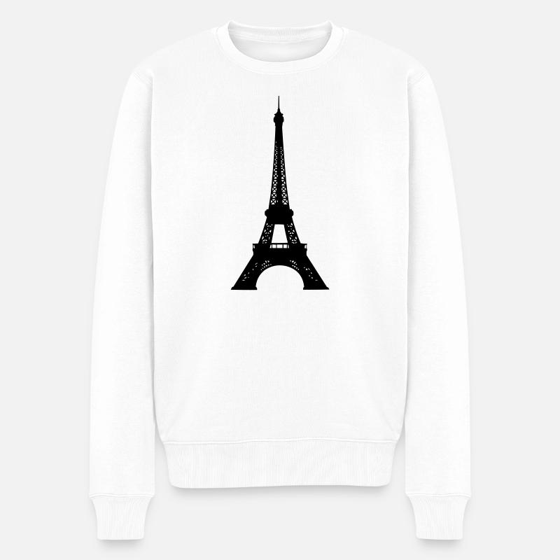 Eiffelturm Silhouette Nacht - Männer Premium Bio Pullover - Weiß