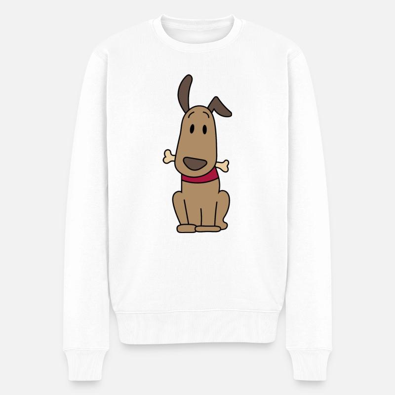 Hund mit Knochen - Männer Premium Bio Pullover - Weiß