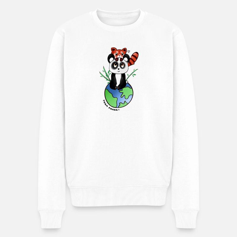 Team Panda - Männer Premium Bio Pullover - Weiß