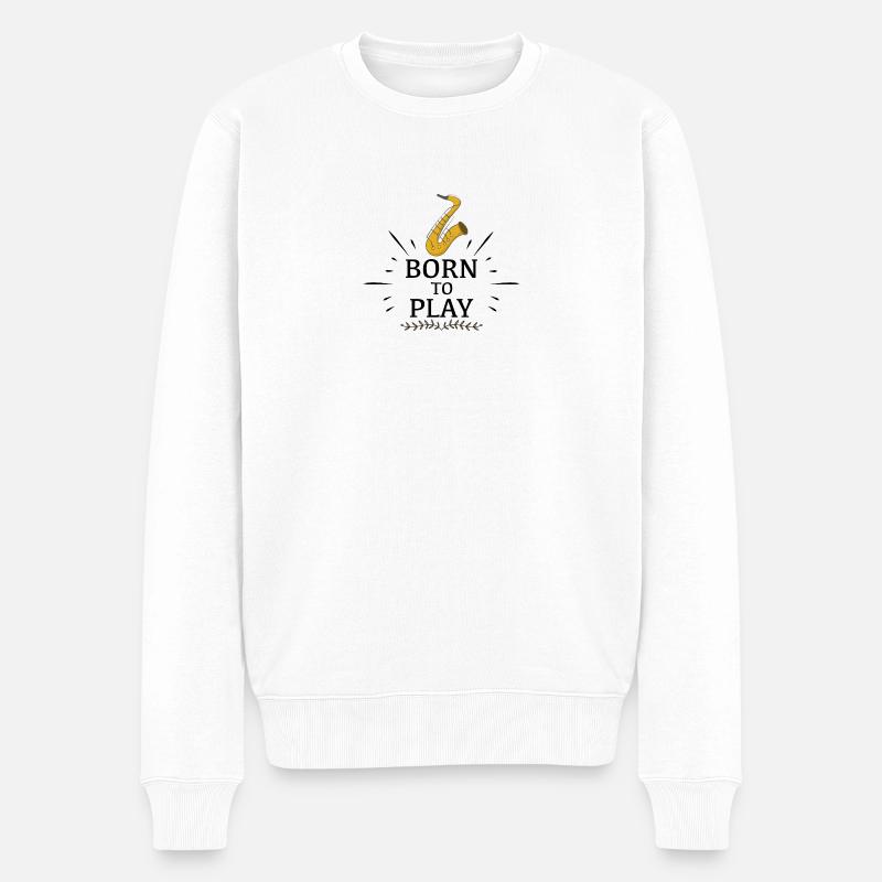 Saxophon - Männer Premium Bio Pullover - Weiß