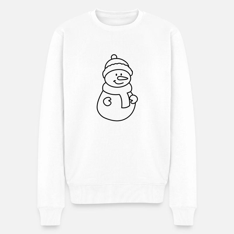 Schneemann - Männer Premium Bio Pullover - Weiß