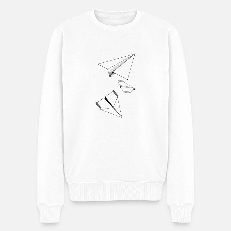 Papierflugzeuge - Männer Premium Bio Pullover - Weiß