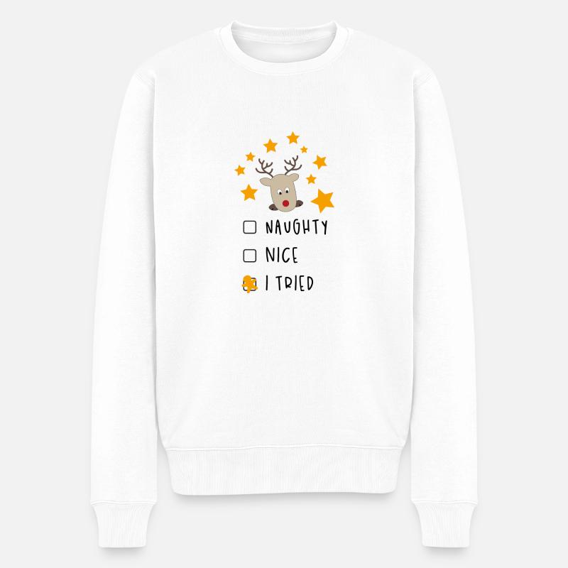 Weihnachten - Männer Premium Bio Pullover - Weiß