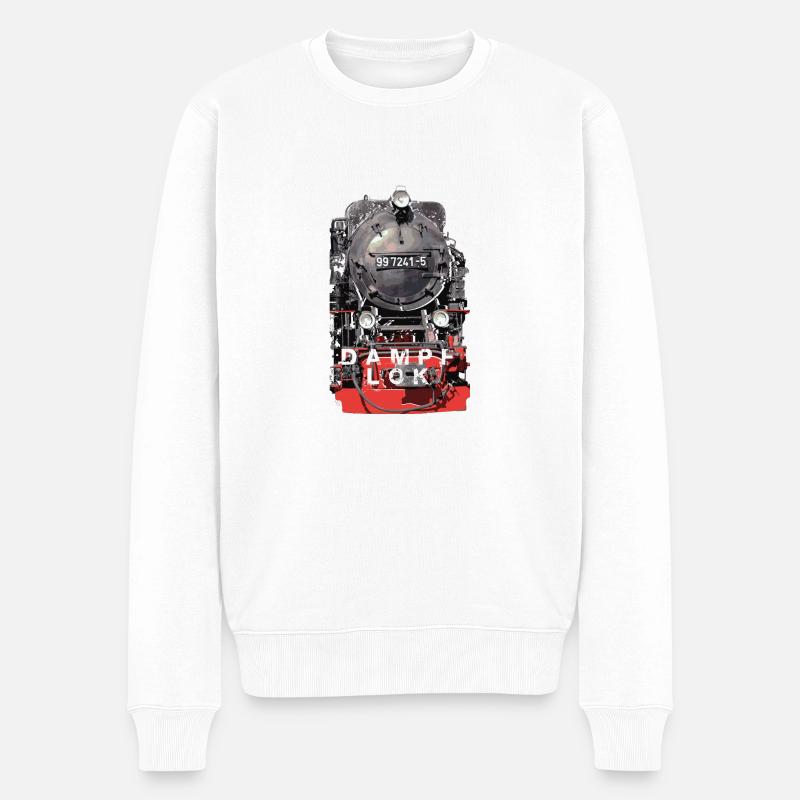 Dampflok - Männer Premium Bio Pullover - Weiß