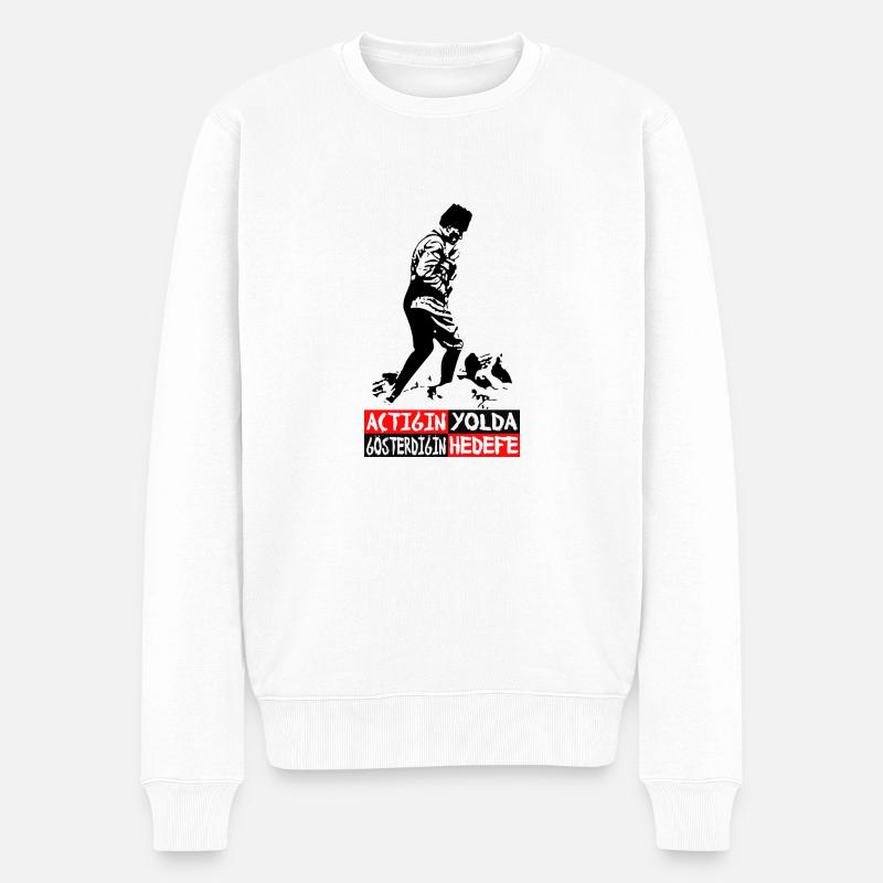 Actigin Yolda Atatürk - Männer Premium Bio Pullover - Weiß