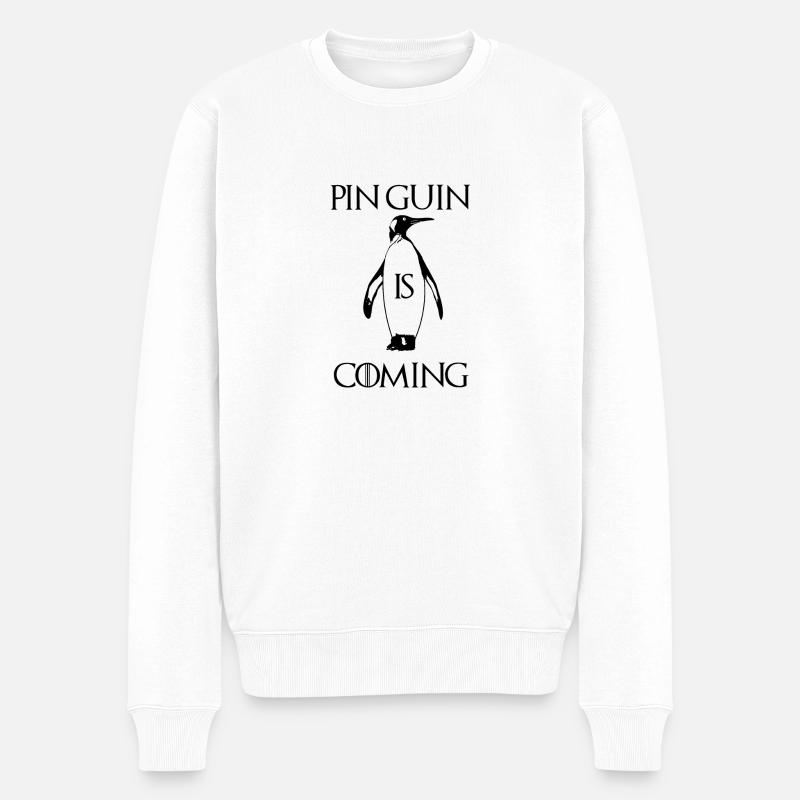 Pinguin kommt - GOT Winter - Männer Premium Bio Pullover - Weiß