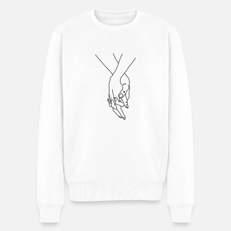 hands couple - Männer Premium Bio Pullover - Weiß