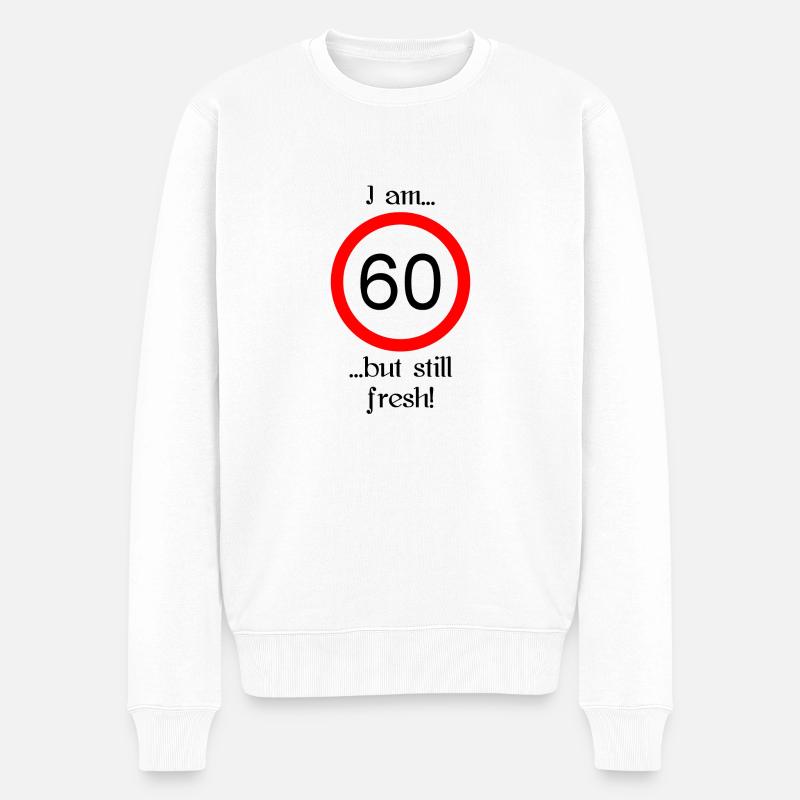 60 years but fresh script black - Männer Premium Bio Pullover - Weiß