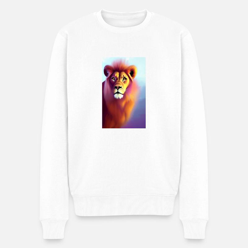 Dessin animé d’une lionne queer - Pull Premium bio Homme - blanc