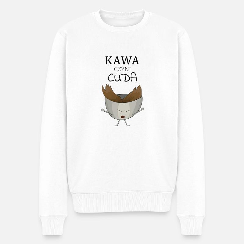 Kaffee wirkt Wunder - Männer Premium Bio Pullover - Weiß
