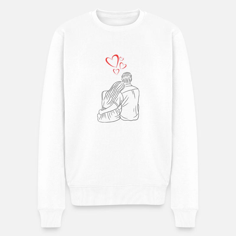 Liebespaar - Männer Premium Bio Pullover - Weiß