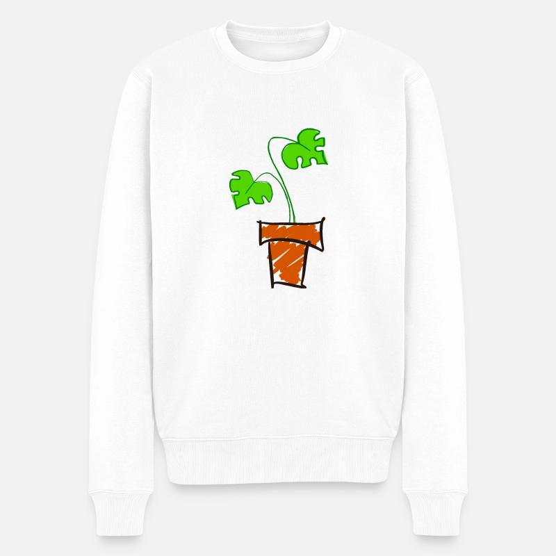 Monstera-Pflanze - Männer Premium Bio Pullover - Weiß