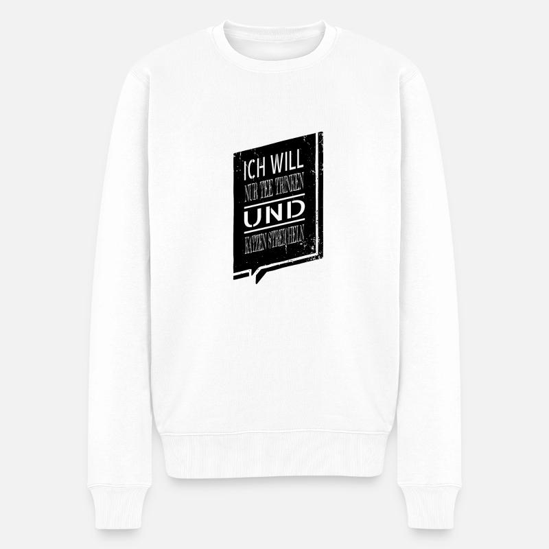 teetrinker miezekatze bibliothekar großkatze - Männer Premium Bio Pullover - Weiß