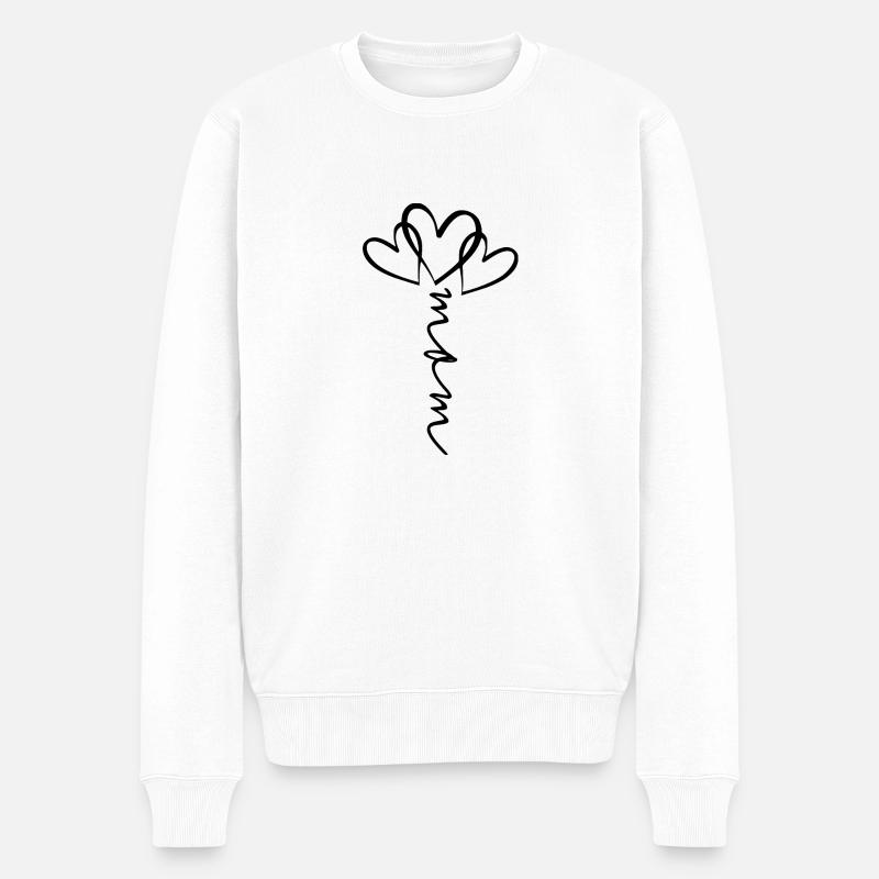 Mom Schrift Herzblume - Männer Premium Bio Pullover - Weiß