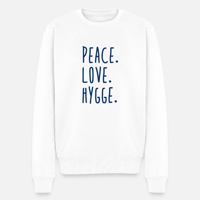 Peace Love Hygge - Männer Premium Bio Pullover - Weiß