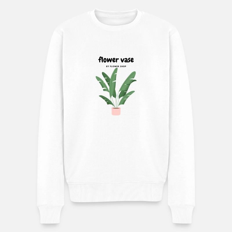 Blumenvase - Männer Premium Bio Pullover - Weiß