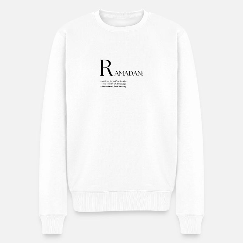 Design des Ramadan-Wörterbuch-Textstils - Männer Premium Bio Pullover - Weiß