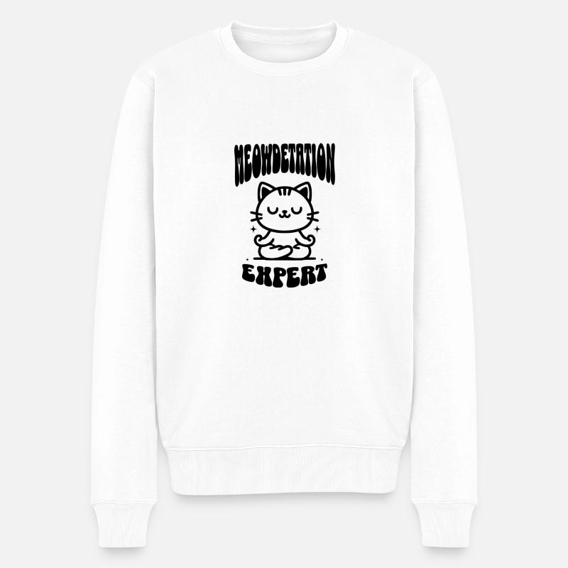 Cat Meowdetation Expert - Männer Premium Bio Pullover - Weiß
