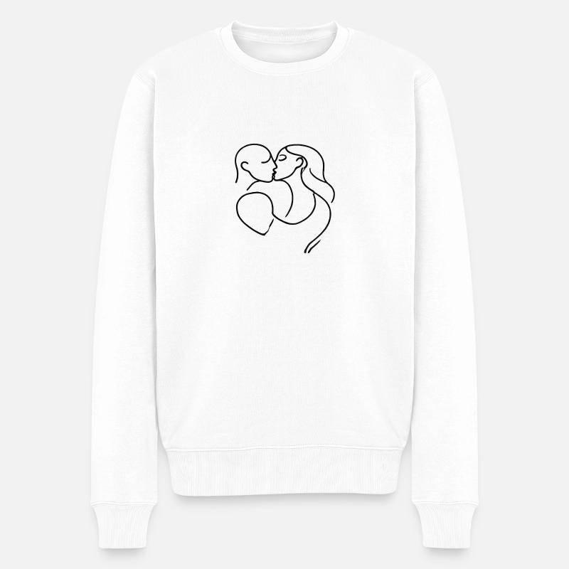 Küssendes Paar - Lovers - Männer Premium Bio Pullover - Weiß