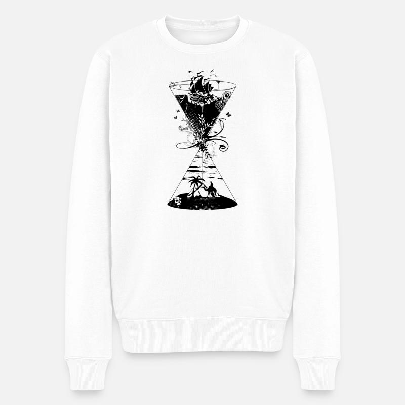 surreale Sanduhr- Ozean und Wüste- - Männer Premium Bio Pullover - Weiß