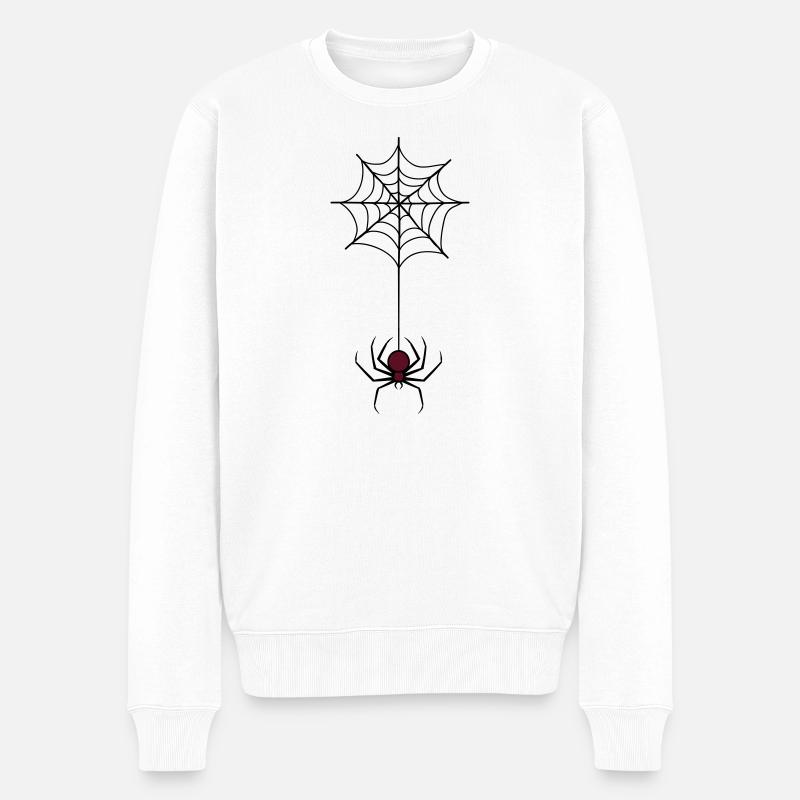 Gruselige Halloween-Spinne im Netz - Männer Premium Bio Pullover - Weiß