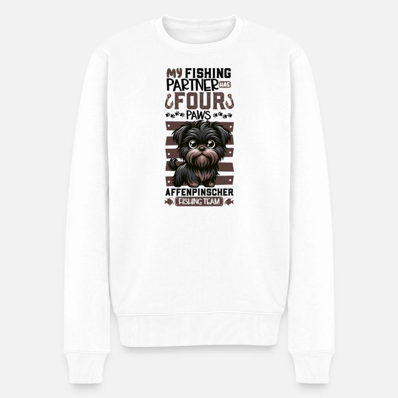 Angeln und Affenpinscher - Männer Premium Bio Pullover - Weiß