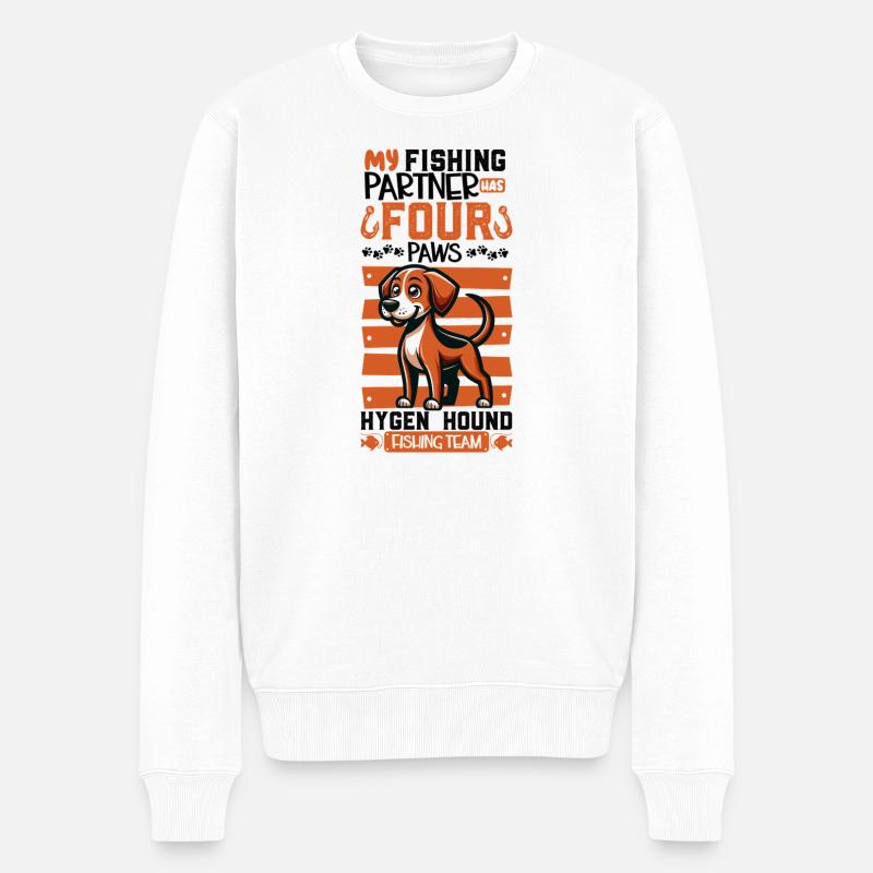 Angeln und Podenco Ibicenco - Männer Premium Bio Pullover - Weiß